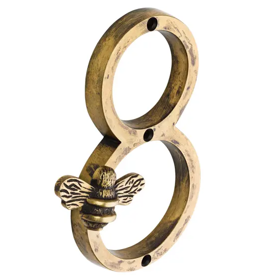 Brass Bee Door Number Heritage 8 - image 1