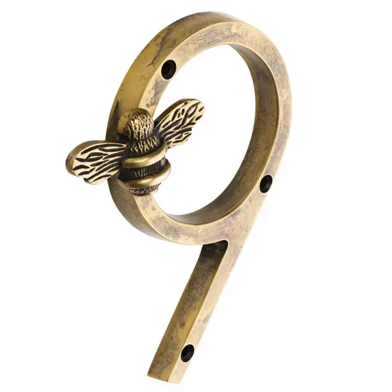 Brass Bee Door Number Heritage 9 - image 1