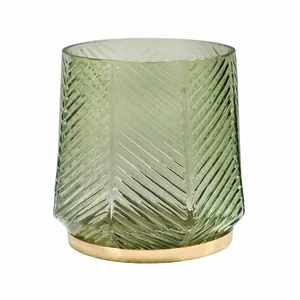 Ivyline Elm Embossed Glass Candle Holder - Soft Sage - image 2