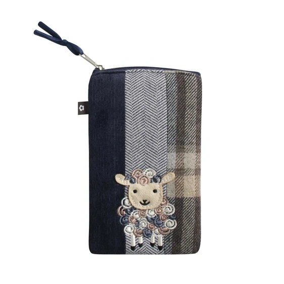 Applique Navy Sheep Glasses Case
