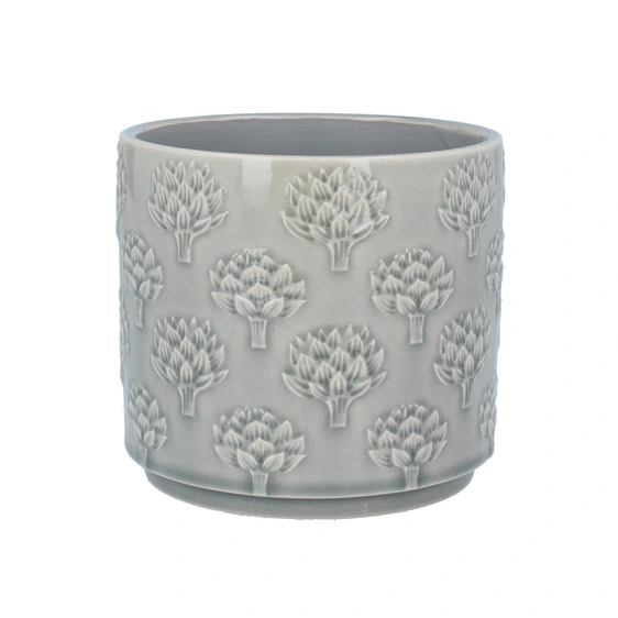 Artichoke Embossed Grey Pot - Medium