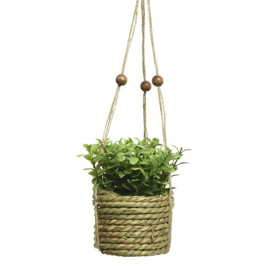 Artificial Plant in Hanging Woven Pot - image 1