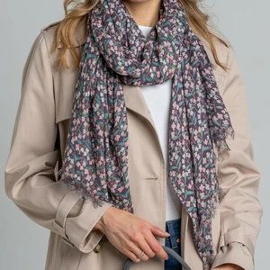 Autumn Floral Print Scarf - Purple