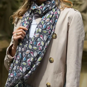 Autumn Floral Print Scarf - Grey