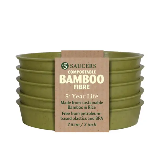 Bamboo 3" Sage Green Saucer Pack Of 5 - image 1