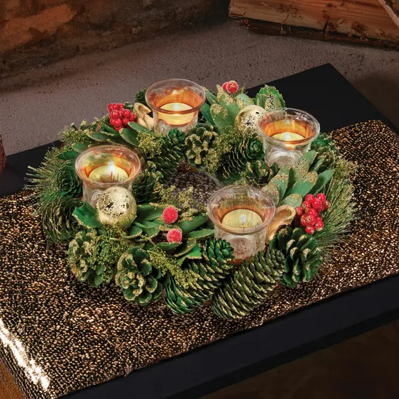 Bauble Pine Candle Holder - Quartet