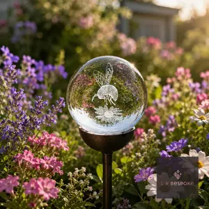 Bee Glass Orb Garden Stake