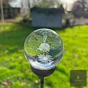 Bee Glass Orb Garden Stake