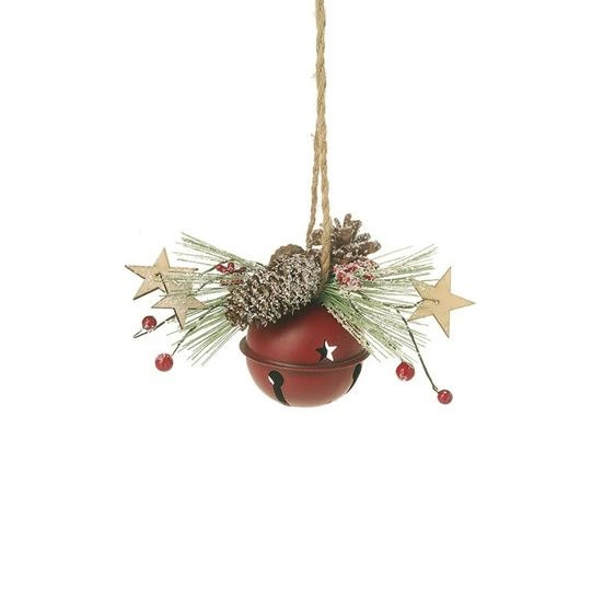Bell & Pinecones Hanging Decoration - Red