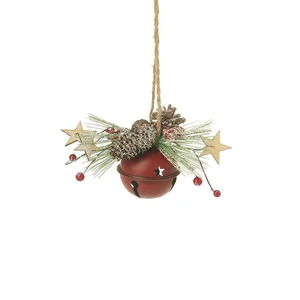Bell & Pinecones Hanging Decoration - Red