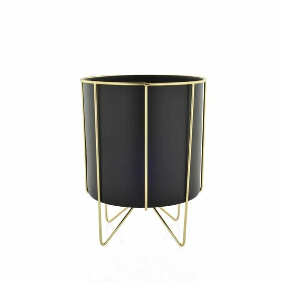 Black Planter With Gold Stand - Medium - image 1