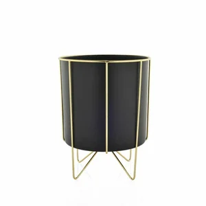 Black Planter With Gold Stand - Medium - image 1