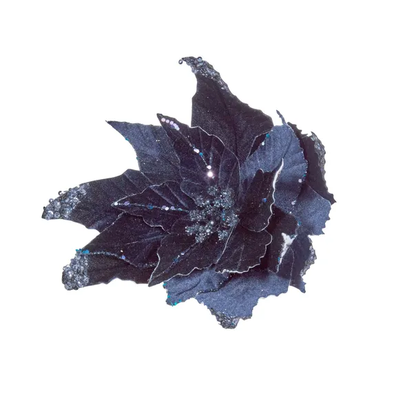 Blue Poinsettia Tree Clip - Style 3