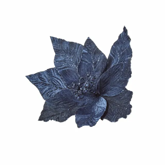 Blue Poinsettia Tree Clip