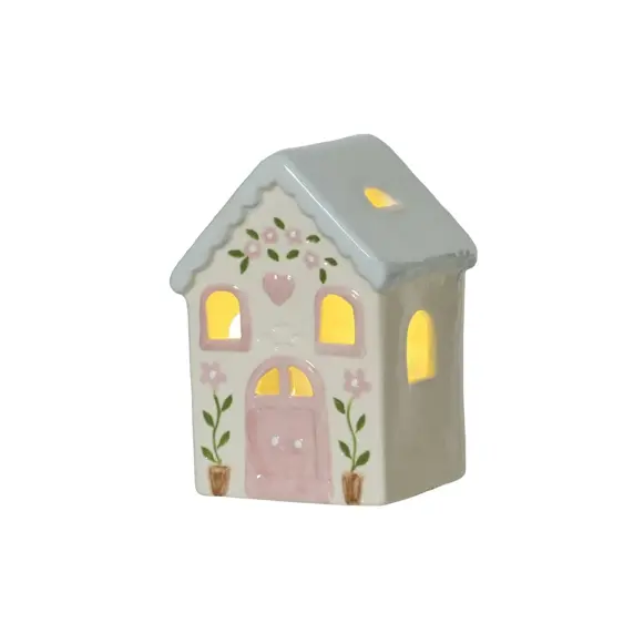 Blue Porcelain Light Up House - 9cm - image 2