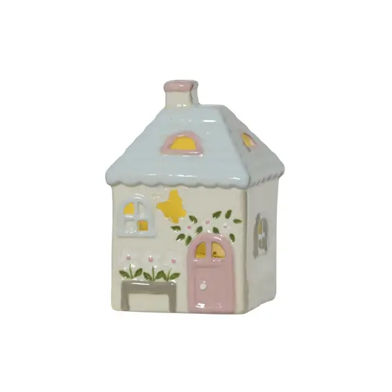 Blue Porcelain Light Up House - 9cm - image 3