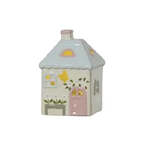 Blue Porcelain Light Up House - 9cm - image 3