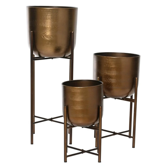 Bronze Textured Iron Planter Set - image 2