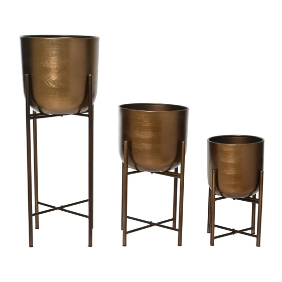 Bronze Textured Iron Planter Set - image 1