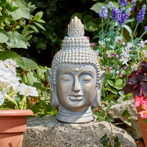 Buddha Head Garden Ornament - Medium