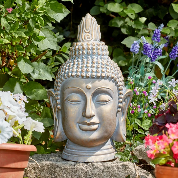Buddha Head Garden Ornament - Large