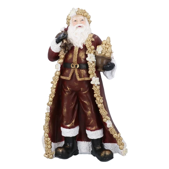 Burgundy & Gold Santa Figurine