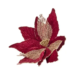 Burgundy Poinsettia Tree Clip - Style 1