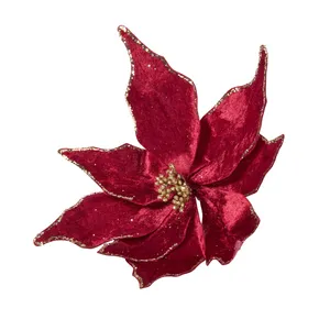 Burgundy Poinsettia Tree Clip - Style 3