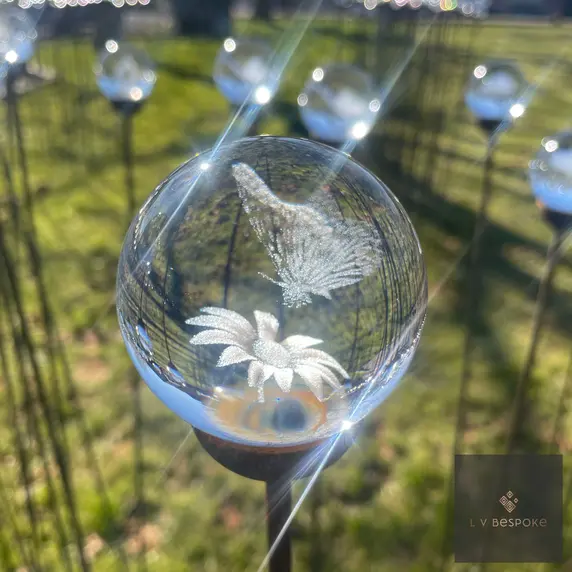 Butterfly Glass Orb Garden Stake