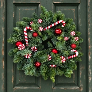 Candy Cane Wreath - 10" - image 1