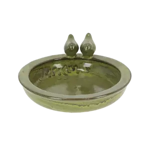 Ceramic Bird Bath - Green - image 2