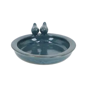 Ceramic Bird Bath - Petrol Blue - image 2