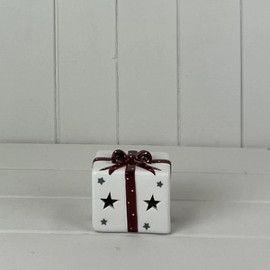 Ceramic Illuminated Present Decoration - Red