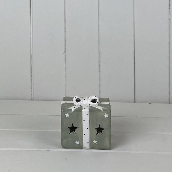 Ceramic Illuminated Present Decoration - Green