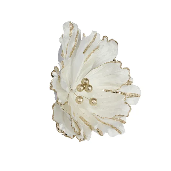 Champagne Poinsettia Tree Clip - Style 2