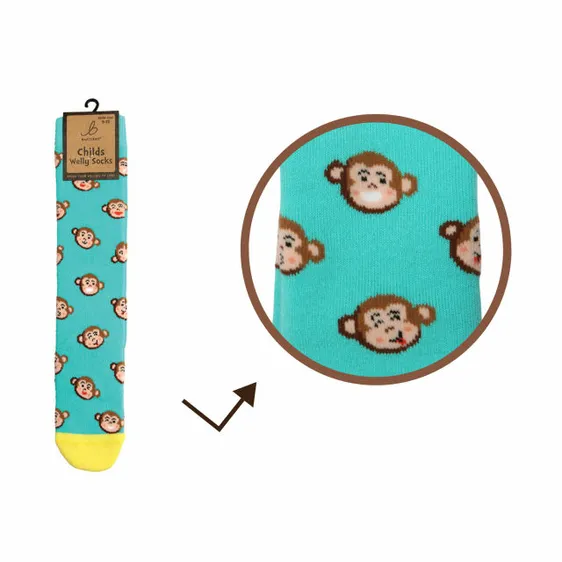 Children's Cheeky Monkey Welly Socks