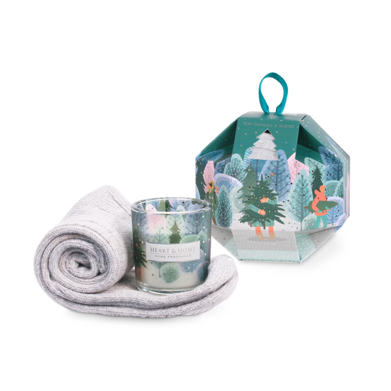 Christmas Tree Candle & Socks Gift Set - image 2