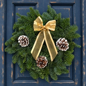 Classic Gold with Cones Wreath - 8" - image 1