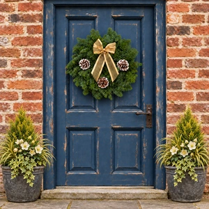 Classic Gold with Cones Wreath - 8" - image 2