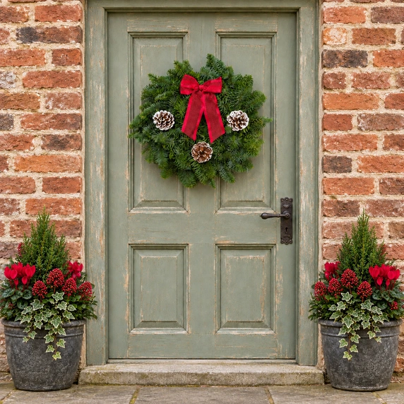 Classic Red with Cones Wreath - 8" - image 2