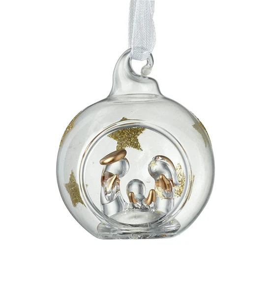 Clear Nativity Glass Bauble