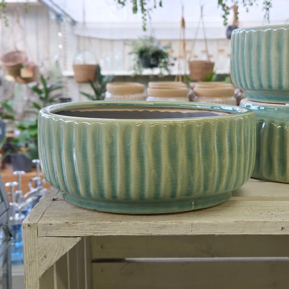 Costola Teal Bowl Planter - image 1