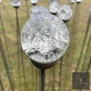 Cracked Glass Orb Garden Stake