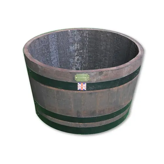 Cut Cask Oak Barrel Planter