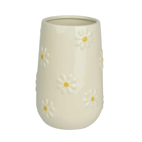 Daisy Pattern Glazed Vase