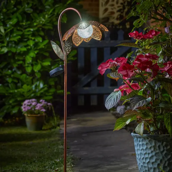 Damasque Flower Light Stake - Bronze - image 1