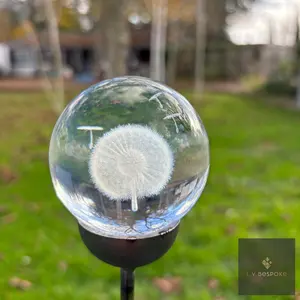 Dandelion Glass Orb Garden Stake