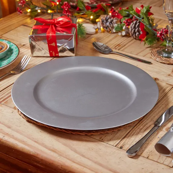Decorative Charger Plate - Silver