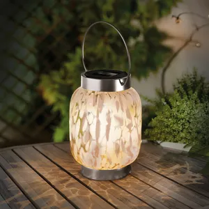 Decorative Glass Solar Lantern - Pink - image 1