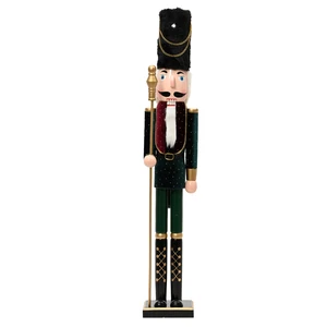Deep Green Velvet Nutcracker Figurine
